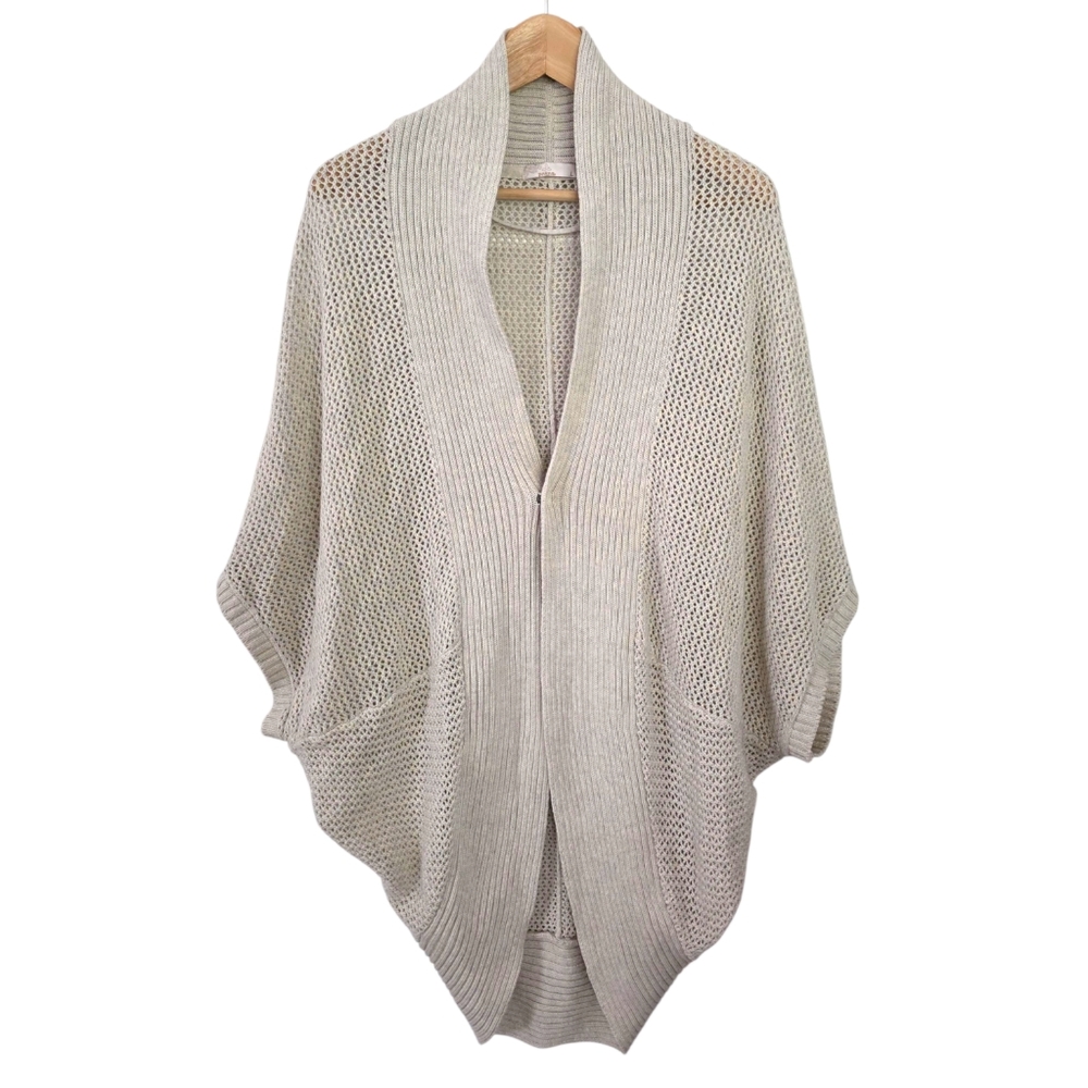 Prana Lima‎ Cardigan Beige Organic Cotton Open Knitted Cocoon Sweater
